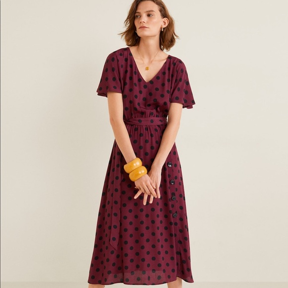 mango burgundy dress